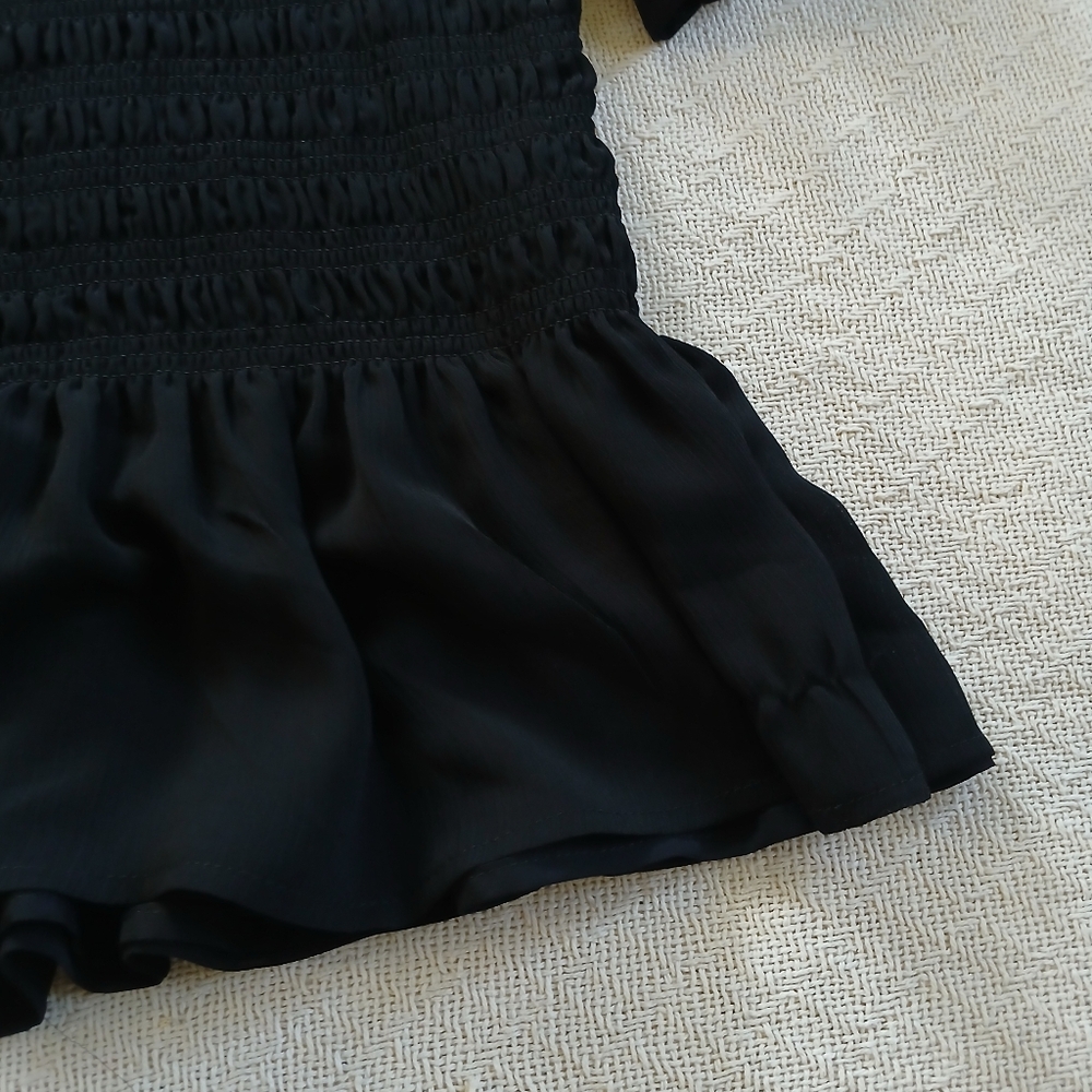 torrid ♡ peplum chiffon smocked top 10 black whimsygoth - Picture 5 of 9
